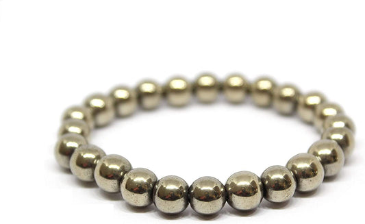Gemstone Art Natural Energized Golden Pyrite Healing Crystal Bracelet Beads, 8 mm